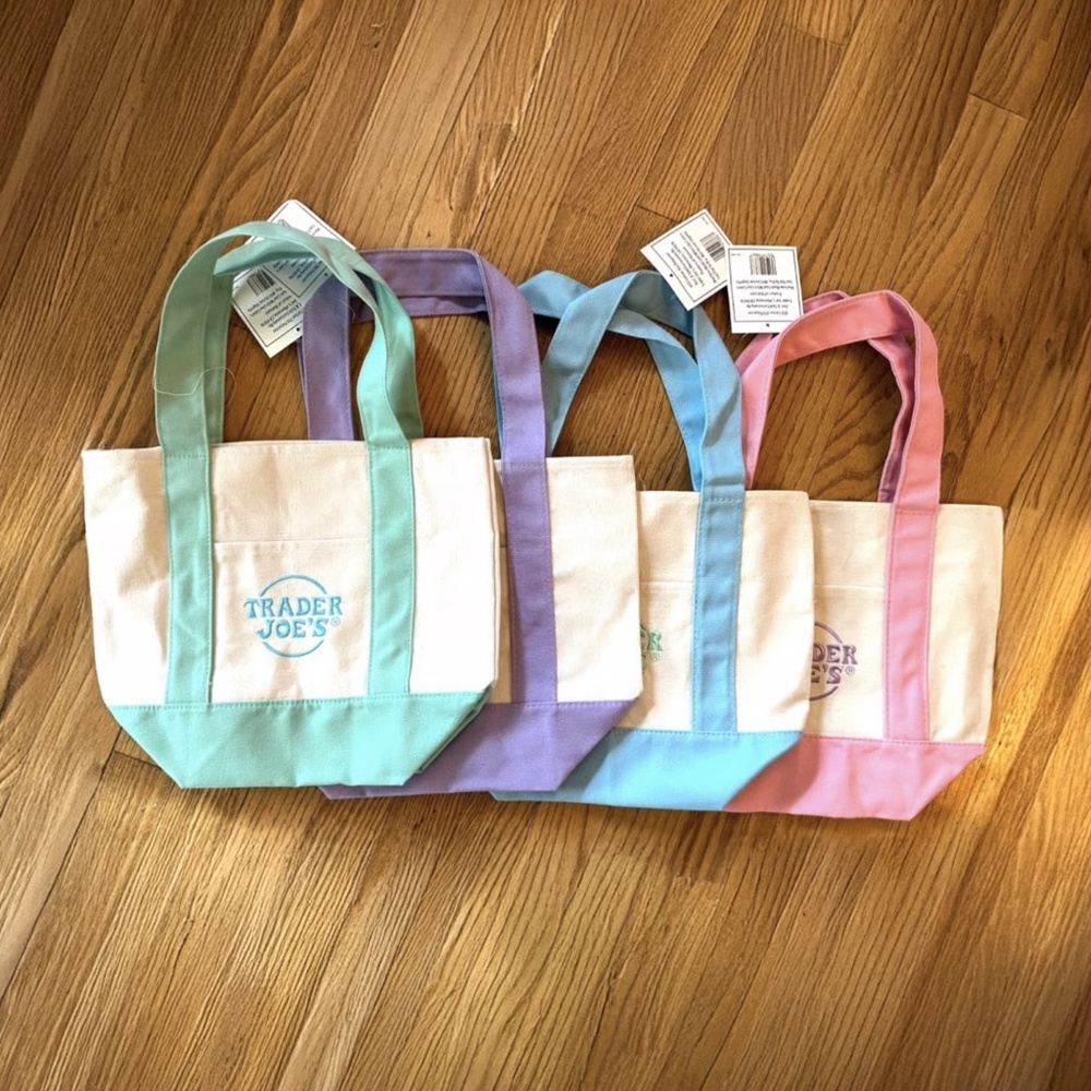 TRADER JOE'S Pastel Mini Canvas Tote Bags - Easter 2025 Drop!